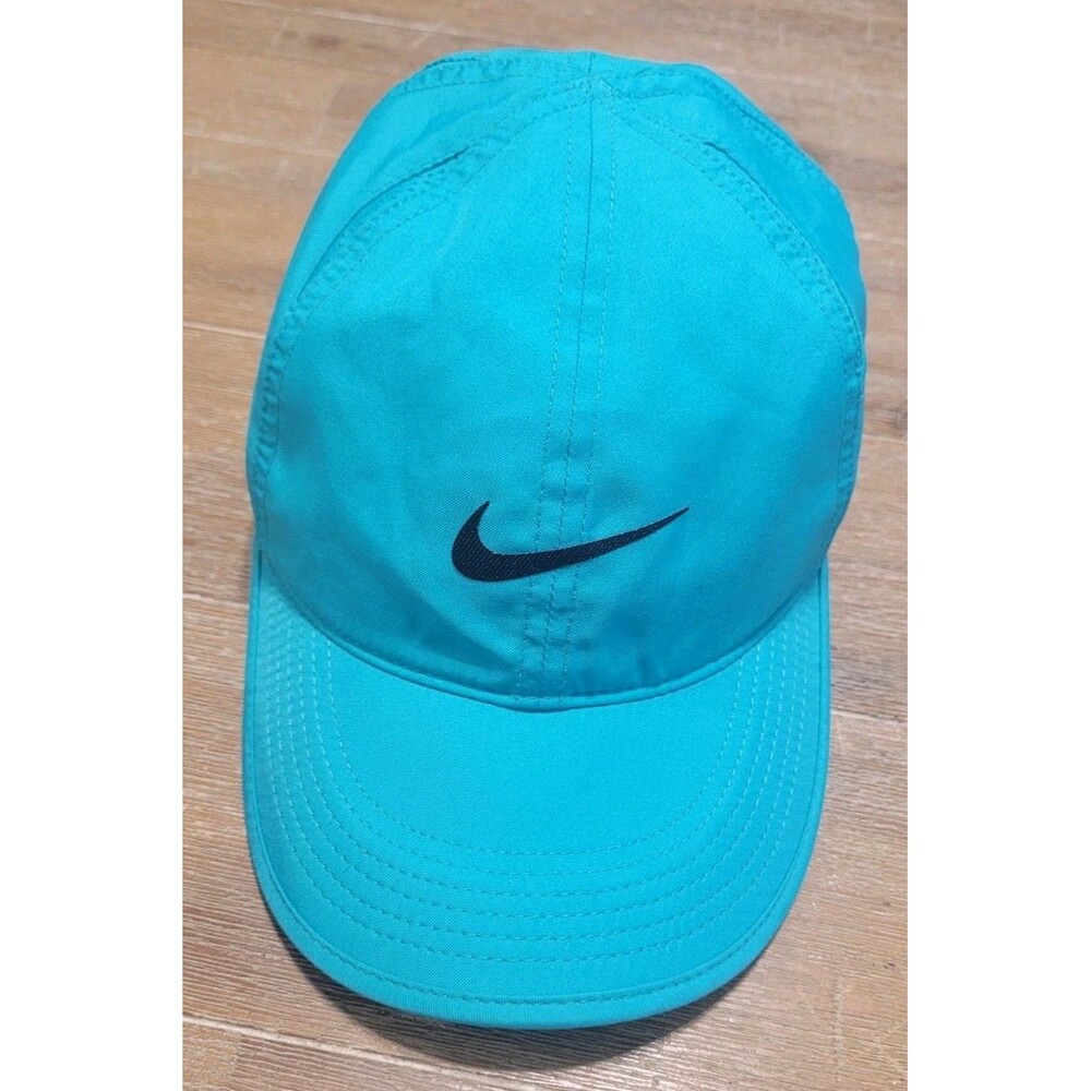 Nike Dri-FIT Featherlight Cap Hat Turquoise Blue Adjustable Strap Aerobill Run